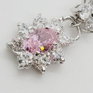 NWOT Pink&Clear CZ Flower Sterling Silver Belly Button Ring